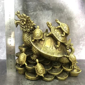 Pure copper mother and son dragon turtle ornaments home living room handicraft ornaments