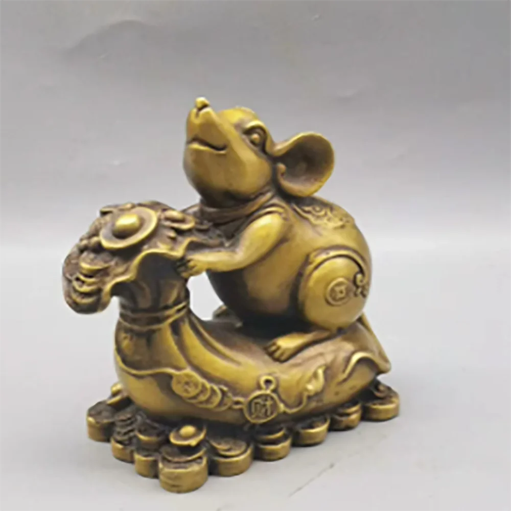 Pure copper mouse purse ornaments household crafts