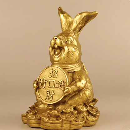 Pure copper rabbit ornaments rich rabbit zodiac rabbit ingot Ruyi money rabbit decoration crafts gift mascot