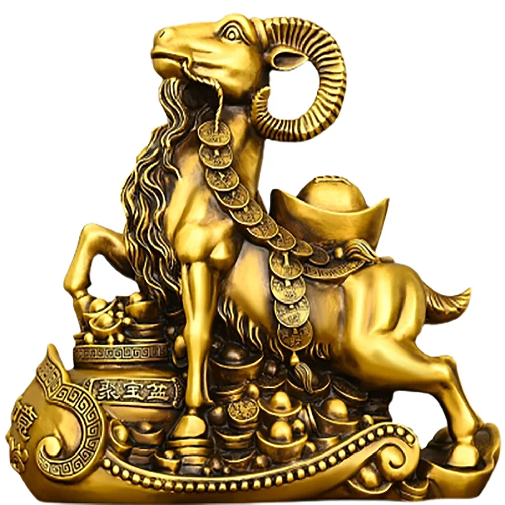 Pure copper sheep ornaments Leader sheep Home office desktop decorations Lucky cornucopia sheep Yuanbao sheep zodiac sheep