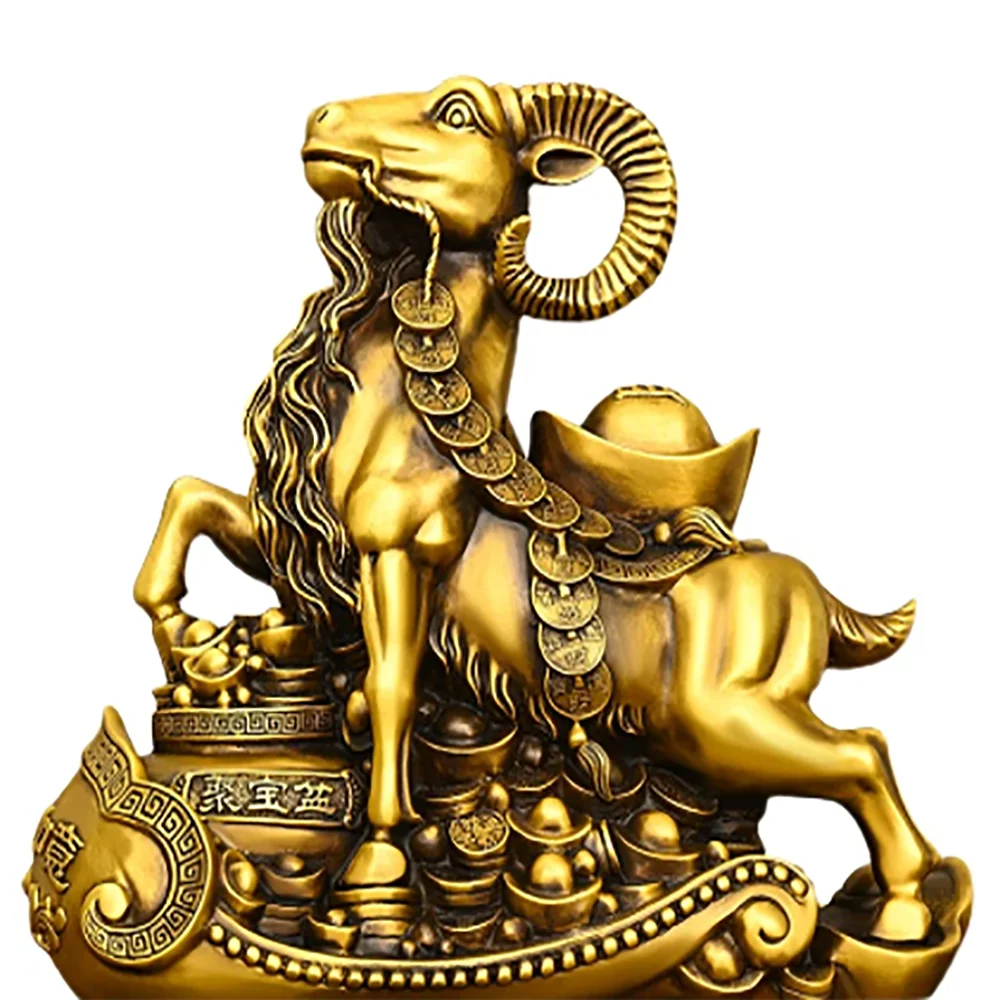 Pure copper sheep ornaments Leader sheep Home office desktop decorations Lucky cornucopia sheep Yuanbao sheep zodiac sheep