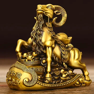Pure copper sheep ornaments Leader sheep Home office desktop decorations Lucky cornucopia sheep Yuanbao sheep zodiac sheep