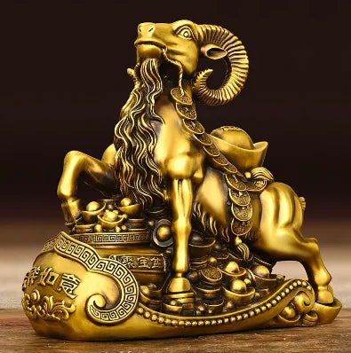 Pure copper sheep ornaments Leader sheep Home office desktop decorations Lucky cornucopia sheep Yuanbao sheep zodiac sheep