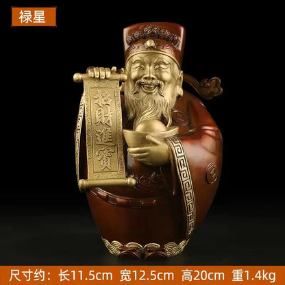 Pure copper statue Maitreya Buddha decoration living room big belly laughing Buddha office decoration china fengshui sculpture