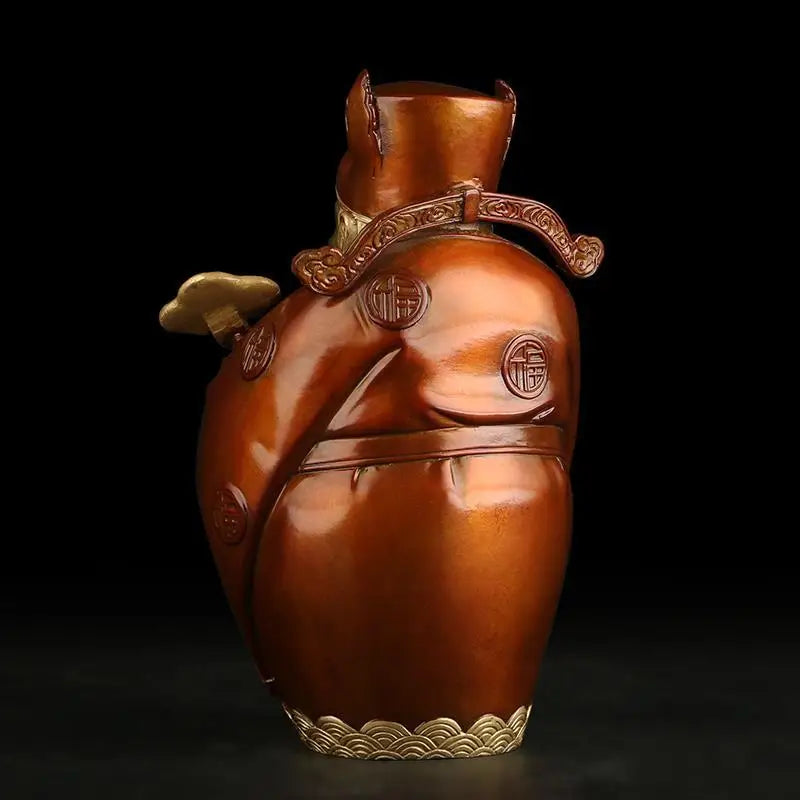 Pure copper statue Maitreya Buddha decoration living room big belly laughing Buddha office decoration china fengshui sculpture