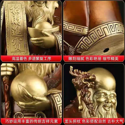 Pure copper statue Maitreya Buddha decoration living room big belly laughing Buddha office decoration china fengshui sculpture