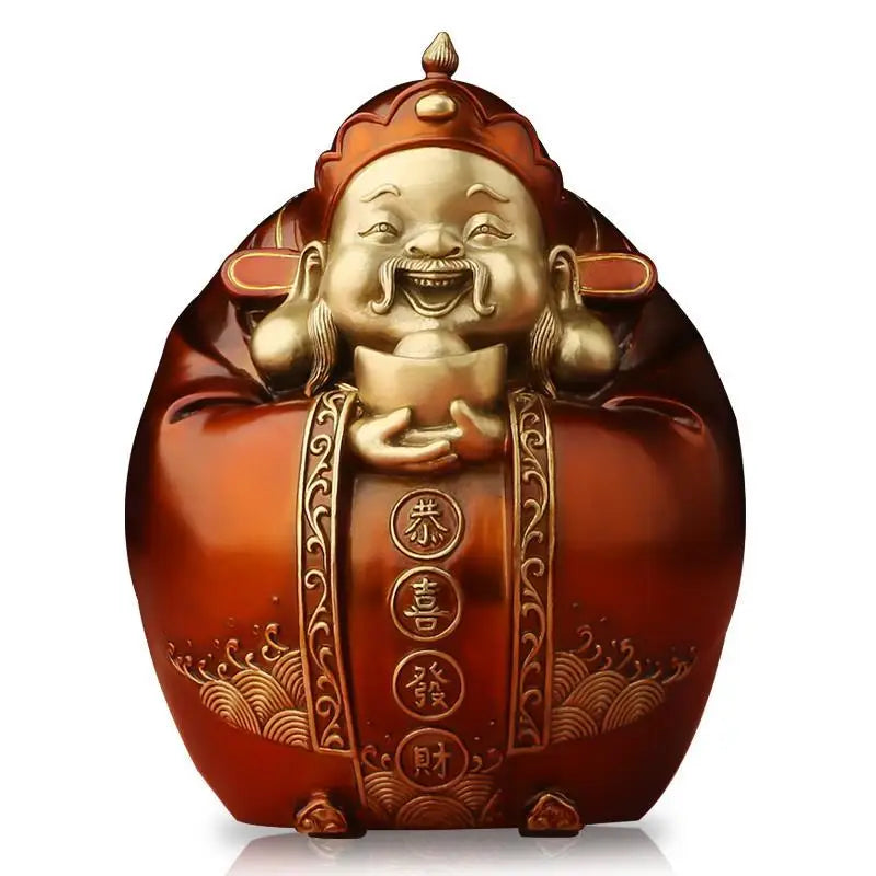 Pure copper statue Maitreya Buddha decoration living room big belly laughing Buddha office decoration entrance door sculpture