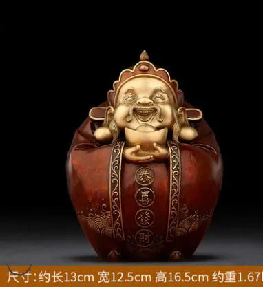 Pure copper statue Maitreya Buddha decoration living room big belly laughing Buddha office decoration entrance door sculpture