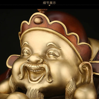 Pure copper statue Maitreya Buddha decoration living room big belly laughing Buddha office decoration entrance door sculpture