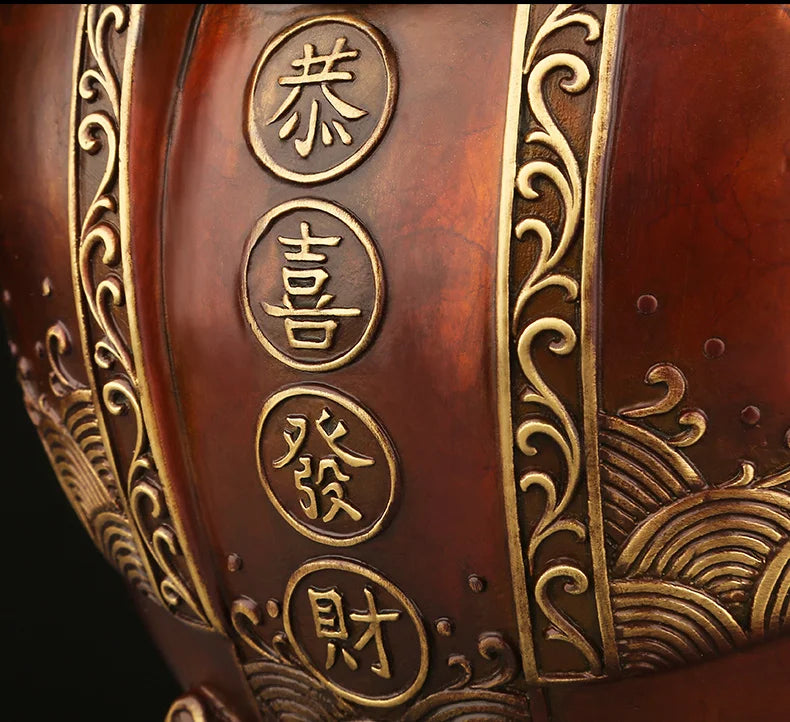 Pure copper statue Maitreya Buddha decoration living room big belly laughing Buddha office decoration entrance door sculpture