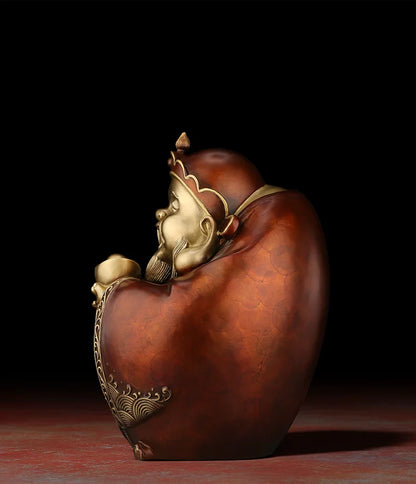Pure copper statue Maitreya Buddha decoration living room big belly laughing Buddha office decoration entrance door sculpture