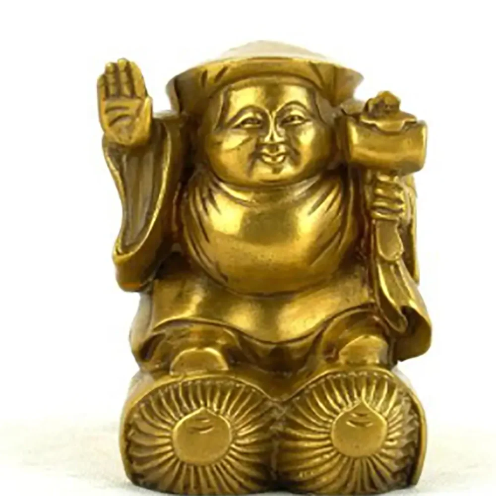 Pure copper three side big black god of wealth Buddha ornament big black god of wealth Buddha ornament waving the God of wealth