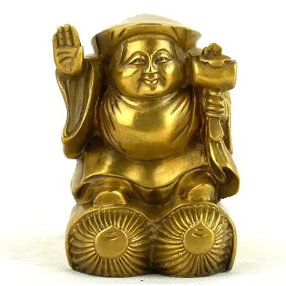 Pure copper three side big black god of wealth Buddha ornament big black god of wealth Buddha ornament waving the God of wealth