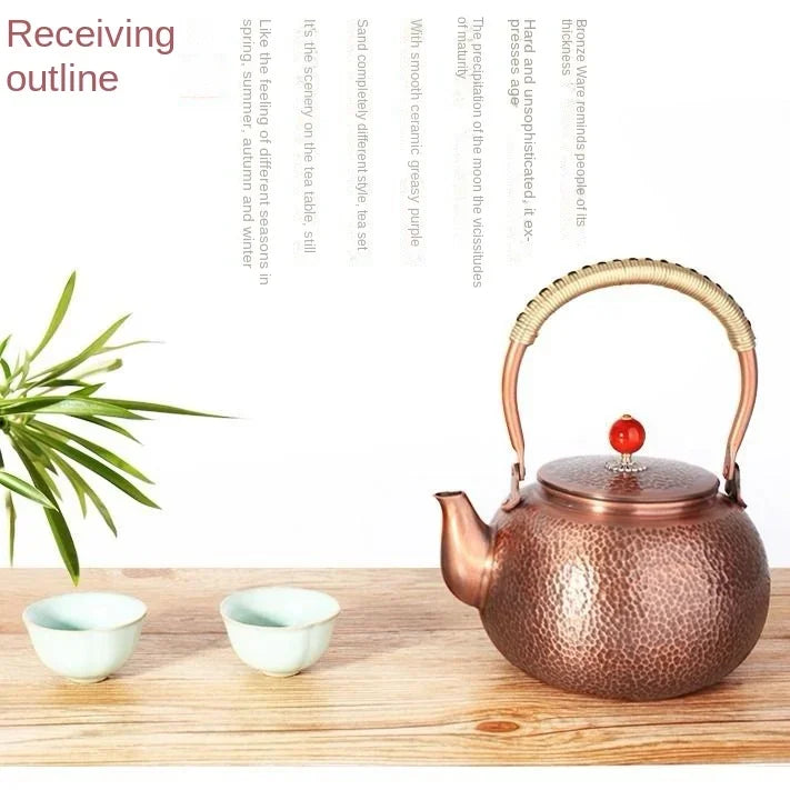 Pure hand-hammered copper teapot antique thickened non-coated kettle teapot outdoor tea stove boiling tea high-grade teapot