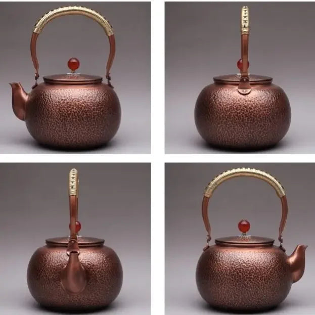 Pure hand-hammered copper teapot antique thickened non-coated kettle teapot outdoor tea stove boiling tea high-grade teapot