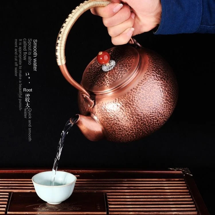 Pure hand-hammered copper teapot antique thickened non-coated kettle teapot outdoor tea stove boiling tea high-grade teapot