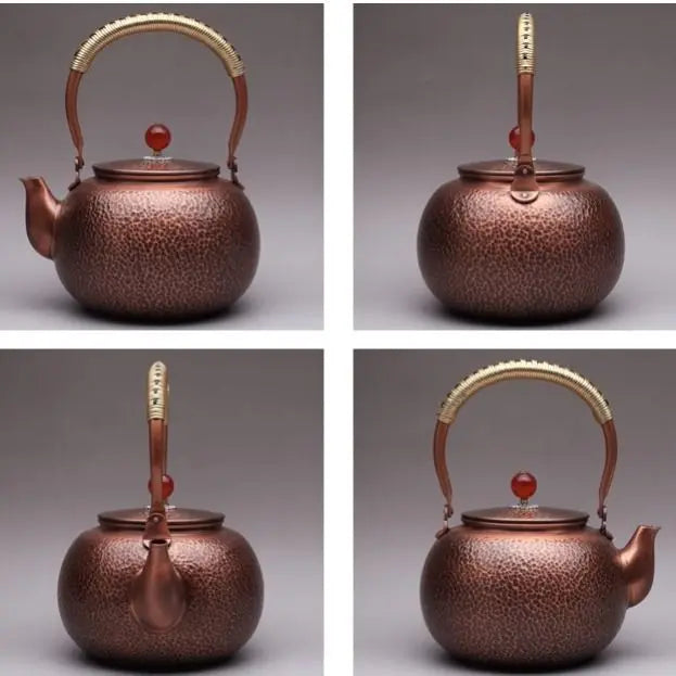 Pure hand-hammered copper teapot antique thickened non-coated kettle teapot outdoor tea stove boiling tea high-grade teapot