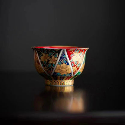 Pure manual Seiko Grilled Flower Light Luxury Teacup Tea Cup Aoyama Ono Enamel Color Cups Teaware Kitchen Dining Bar Home Garden