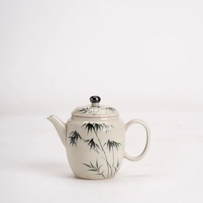 Purely Hand-painted Ink Bamboo Wenting Teapot Household Ball Hole Filter Retro Tea Maker Single Pot Ceramic Kung Fu Set Infuser