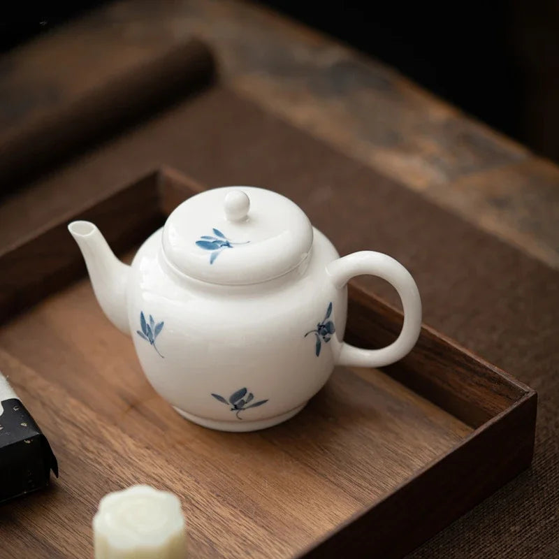 Purely Hand-painted Phalaenopsis Single Pot Ceramic Teapot Large Kung Fu Tea Set Household Filtered Anti-scalding Maker Cups Bar