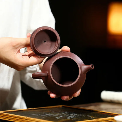 Purple Clay Carved Uncut Jade Pot Zisha Teapot Yixing Handmade Pot, Kung-Fu Teaware, Purple Clay Drinkware for Puer Green and Bl