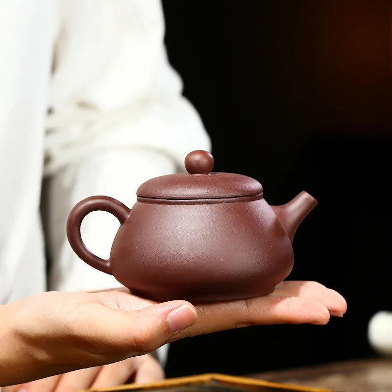 Purple Clay Carved Uncut Jade Pot Zisha Teapot Yixing Handmade Pot, Kung-Fu Teaware, Purple Clay Drinkware for Puer Green and Bl
