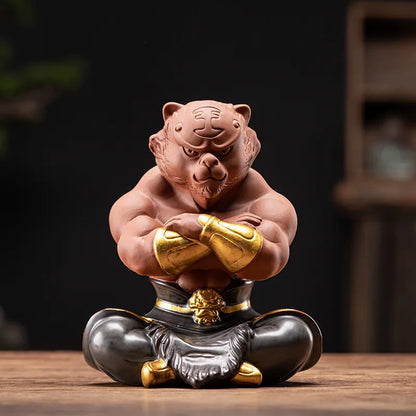 Purple Clay Ceramic Big Tiger Tea Pet Ornaments Decor Creative Zodiac Mascot Cute Home Living Room Bedroom Decoration Gift