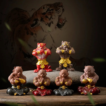 Purple Clay Ceramic Big Tiger Tea Pet Ornaments Decor Creative Zodiac Mascot Cute Home Living Room Bedroom Decoration Gift