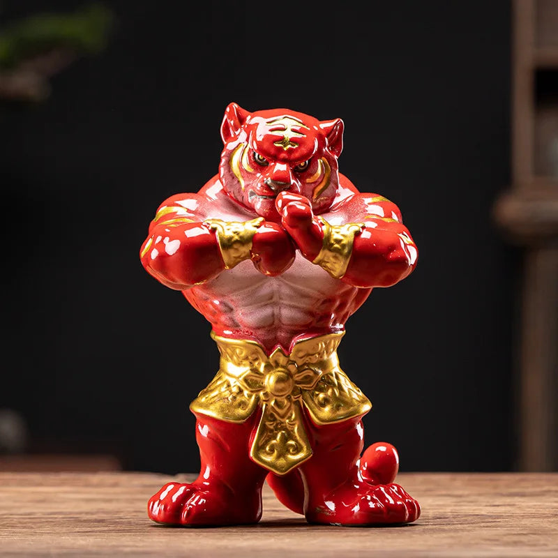 Purple Clay Ceramic Big Tiger Tea Pet Ornaments Decor Creative Zodiac Mascot Cute Home Living Room Bedroom Decoration Gift