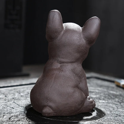 Purple Clay Dog Ceramic Animal Figurines Zisha Tea Pet Little Bulldog Crafts Household Office Tea Accessories Decoration Tea Toy