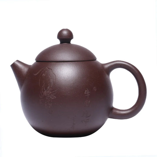 Purple Clay Dragon Egg and Teapot Zisha Yixing Handmade Pot, Kung-Fu Teaware, Purple Drinkware for Puer Green