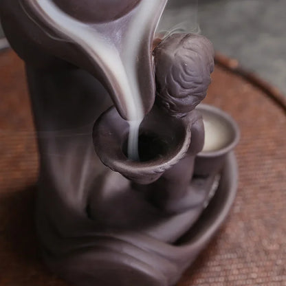 Purple Clay Handicraft Buddha Hand Backflow Incense Burner Teapot Incense Stick Holder Lotus Censer Office Tea House Decorate