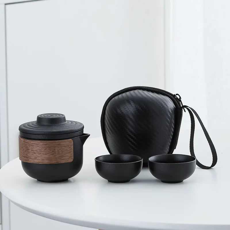 Purple Clay Kung Fu Tea Set Teaware Tea Pot and Cup Set One Pot TwoCups Portable Tea Set Travel Tea Set Outdoor Teapot Teacup