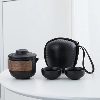 Purple Clay Kung Fu Tea Set Teaware Tea Pot and Cup Set One Pot TwoCups Portable Tea Set Travel Tea Set Outdoor Teapot Teacup