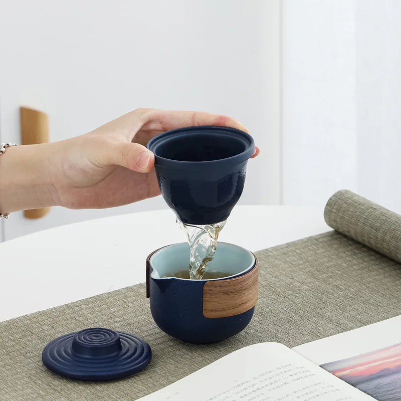 Purple Clay Kung Fu Tea Set Teaware Tea Pot and Cup Set One Pot TwoCups Portable Tea Set Travel Tea Set Outdoor Teapot Teacup