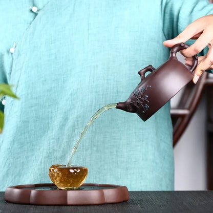 Purple Clay Pot Factory Direct Sales Plum Blossom Manhole Pot Handmade Sticker Scented Teapot One Piece Dropshipping Cargo Rain