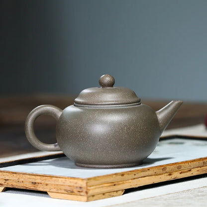 Purple Clay Pot,Green Grey Section Mud,Hand-carved,Shrimp Fun Horizontal,Yixing Teapot,Drinkware,Kettle,Zisha,Yixing,Gift