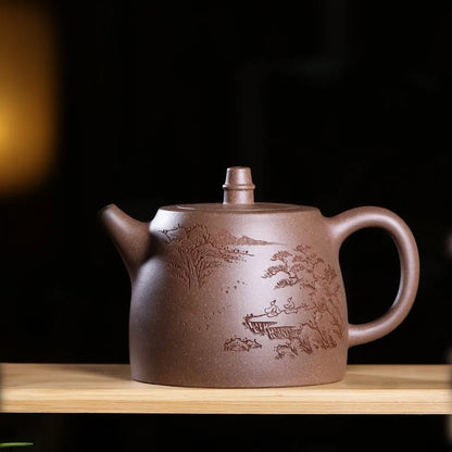Purple Clay Pot Handmade Teapot Country Aid Old Segment Mud Carved Han Duo Little Teapot Household Kung Fu Tea Set Single Teapot