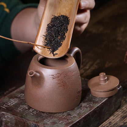 Purple Clay Pot Handmade Teapot Country Aid Old Segment Mud Carved Han Duo Little Teapot Household Kung Fu Tea Set Single Teapot