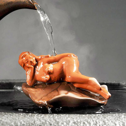 Purple Clay Spraying Water Nude beautiful Girl Belle Tea Pet Yoga Naked Woman Statue Household Ornament Car Decoration Sex Toys