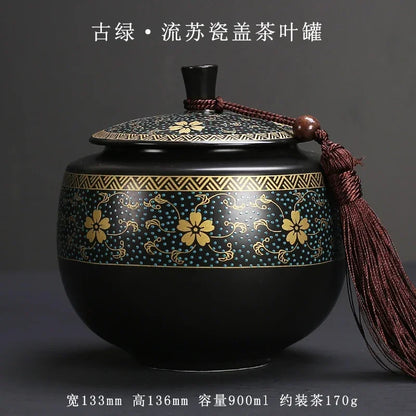 Purple Clay Tea Caddy Ceramic Large Airtight Pot Universal Half Catty Black Tea Green Tea Pu'er Tea Pot Household Storage Tank