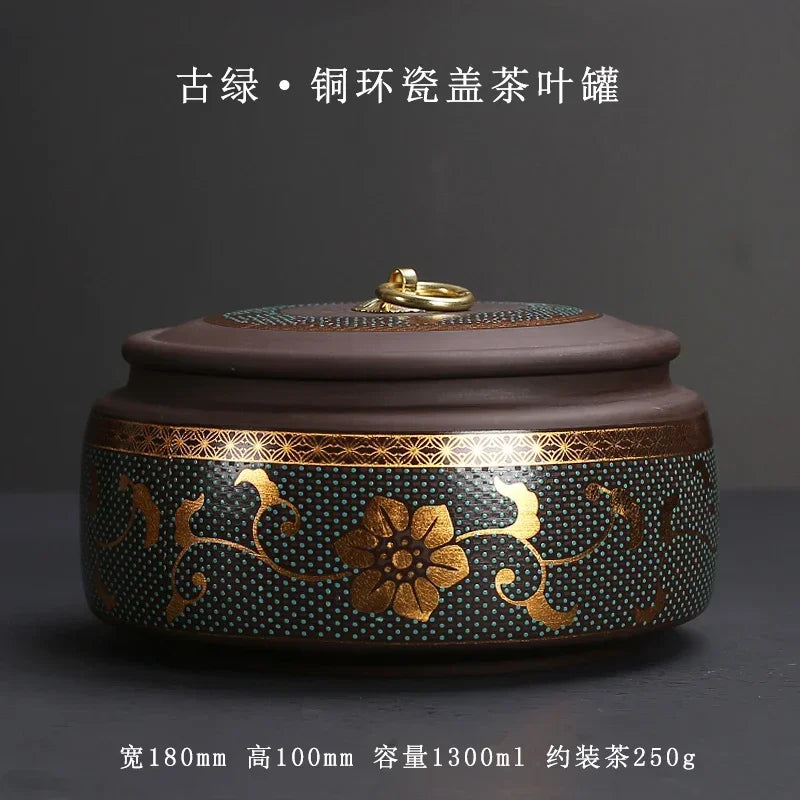 Purple Clay Tea Caddy Ceramic Large Airtight Pot Universal Half Catty Black Tea Green Tea Pu'er Tea Pot Household Storage Tank