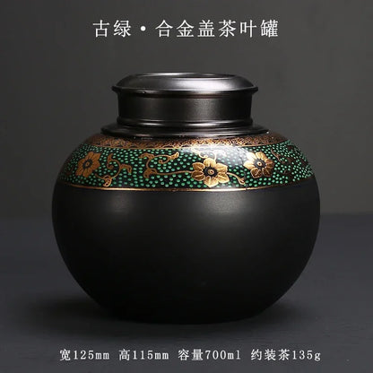 Purple Clay Tea Caddy Ceramic Large Airtight Pot Universal Half Catty Black Tea Green Tea Pu'er Tea Pot Household Storage Tank