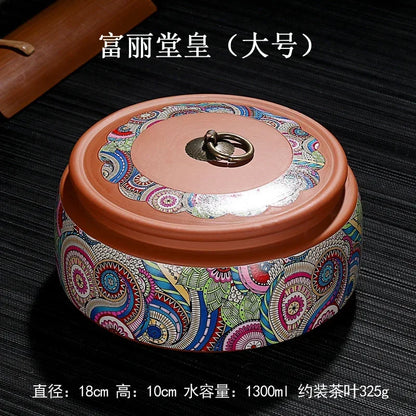 Purple Clay Tea Caddy Ceramic Large Airtight Pot Universal Half Catty Black Tea Green Tea Pu'er Tea Pot Household Storage Tank