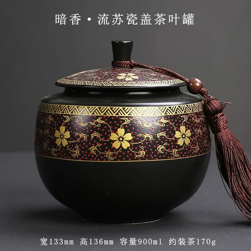 Purple Clay Tea Caddy Ceramic Large Airtight Pot Universal Half Catty Black Tea Green Tea Pu'er Tea Pot Household Storage Tank