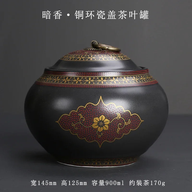 Purple Clay Tea Caddy Ceramic Large Airtight Pot Universal Half Catty Black Tea Green Tea Pu'er Tea Pot Household Storage Tank