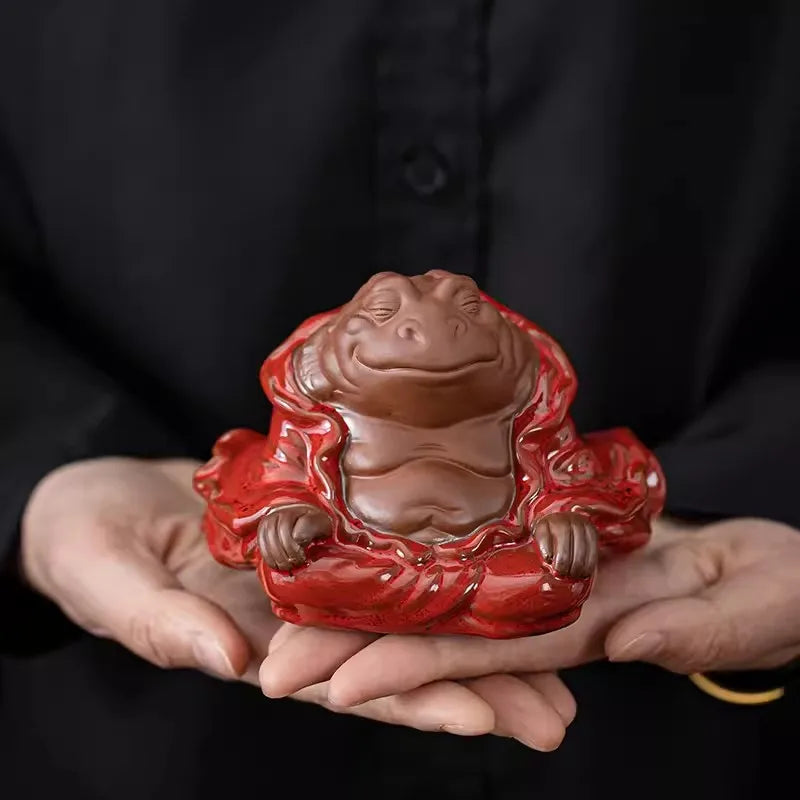 Purple Clay Tea Pet Hand-made Purple Clay Toad Tea Pet Attract Wealth Toad Fairy To Raise Tea Platform Sculpture Zen Decoration