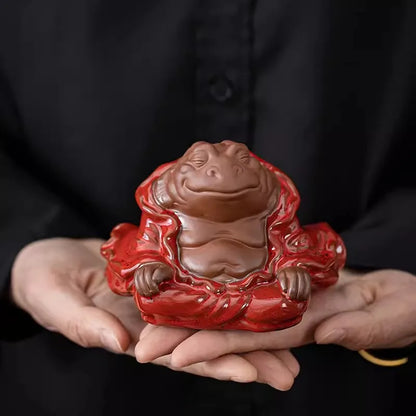 Purple Clay Tea Pet Hand-made Purple Clay Toad Tea Pet Attract Wealth Toad Fairy To Raise Tea Platform Sculpture Zen Decoration