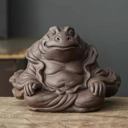Purple Clay Tea Pet Hand-made Purple Clay Toad Tea Pet Attract Wealth Toad Fairy To Raise Tea Platform Sculpture Zen Decoration
