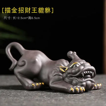 Purple Clay Tea Pet, Wealth Brave Troops Ornaments, Creative Handicraft, Gold Toad, Can Be Raised Soldered, High Quality
